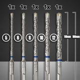 SDS Plus Drill Bit Set, 5Pieces Masonry Drill Bit Set with 4 Cutting Edges, (5,6,8,10,12) x160mm
