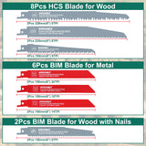 HYCHIKA 16 Pieces Reciprocating Saw Blades