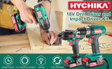 HYCHIKA 18V Max Cordless Drill Driver and Impact Driver Combo Kit